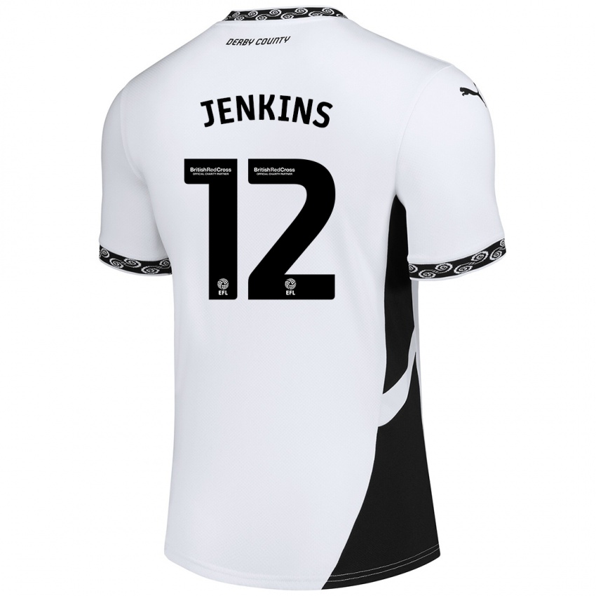 Børn Camille Jenkins #12 Hvid Sort Hjemmebane Spillertrøjer 2024/25 Trøje T-Shirt