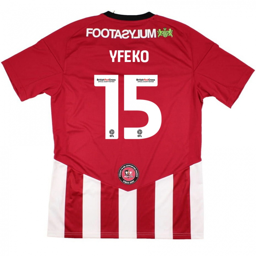 Børn Johnly Yfeko #15 Rød Hvid Hjemmebane Spillertrøjer 2024/25 Trøje T-Shirt