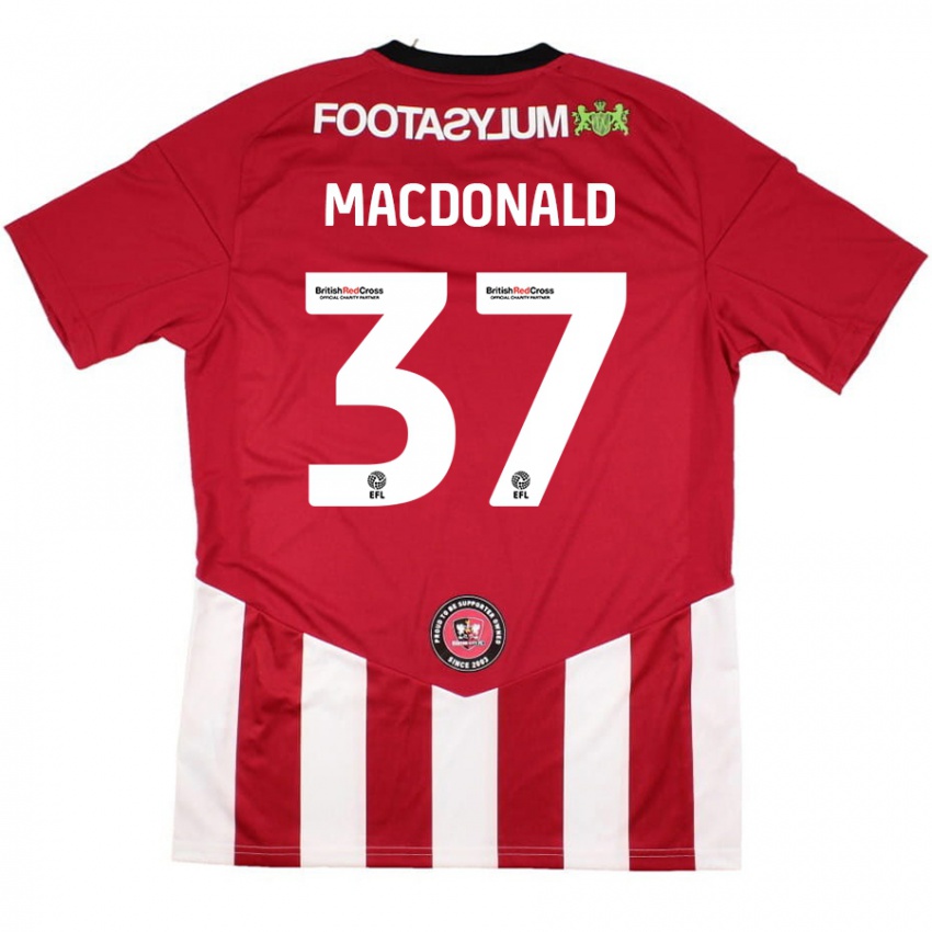 Børn Shaun Macdonald #37 Rød Hvid Hjemmebane Spillertrøjer 2024/25 Trøje T-Shirt