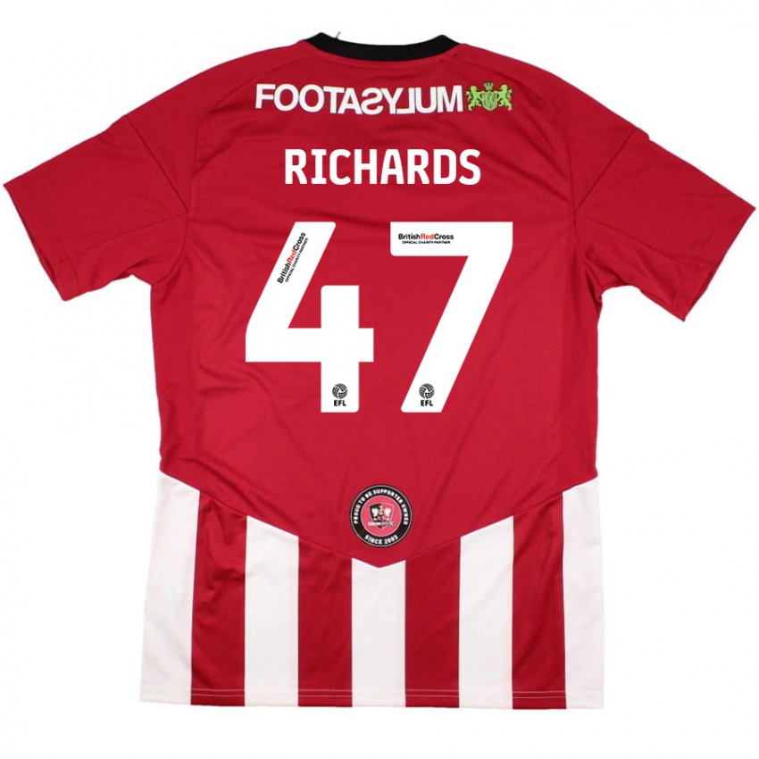 Børn Jake Richards #47 Rød Hvid Hjemmebane Spillertrøjer 2024/25 Trøje T-Shirt