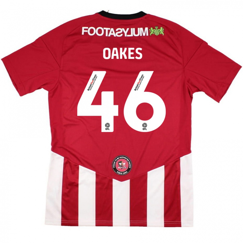 Børn Liam Oakes #46 Rød Hvid Hjemmebane Spillertrøjer 2024/25 Trøje T-Shirt