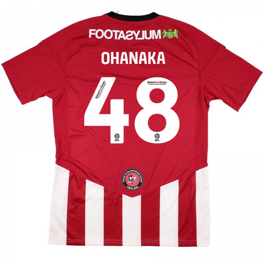 Børn Santino Ohanaka #48 Rød Hvid Hjemmebane Spillertrøjer 2024/25 Trøje T-Shirt