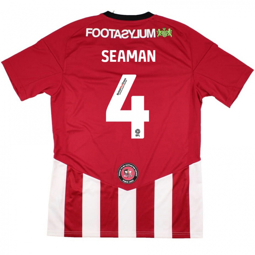 Børn Jaydee Seaman #4 Rød Hvid Hjemmebane Spillertrøjer 2024/25 Trøje T-Shirt