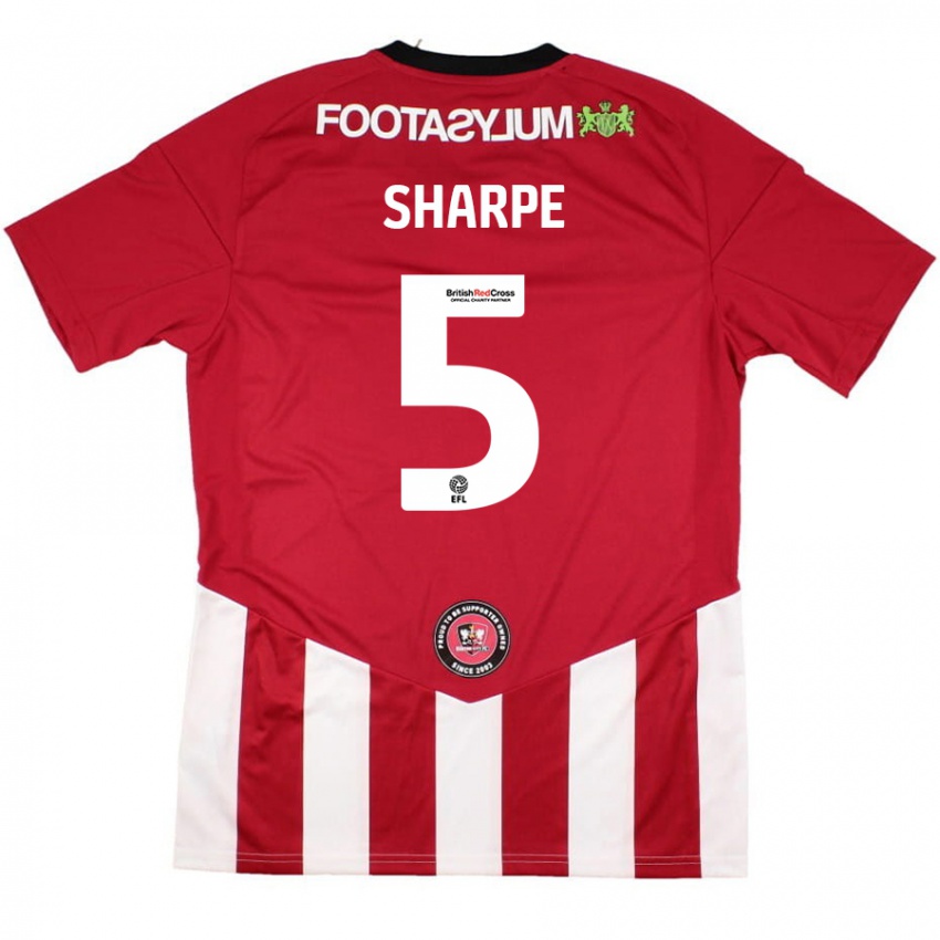 Børn Manfy Sharpe #5 Rød Hvid Hjemmebane Spillertrøjer 2024/25 Trøje T-Shirt