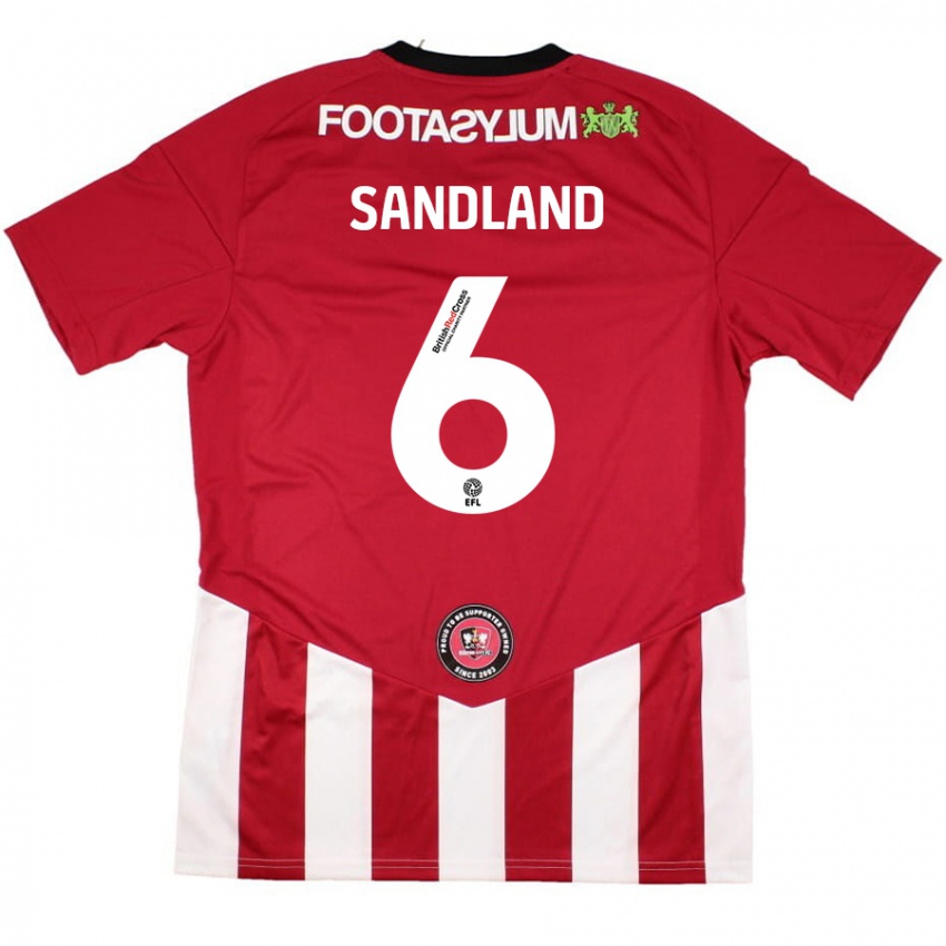 Børn Jess Sandland #6 Rød Hvid Hjemmebane Spillertrøjer 2024/25 Trøje T-Shirt