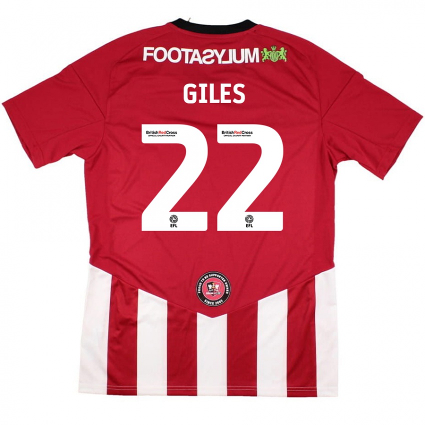 Børn Olivia Giles #22 Rød Hvid Hjemmebane Spillertrøjer 2024/25 Trøje T-Shirt