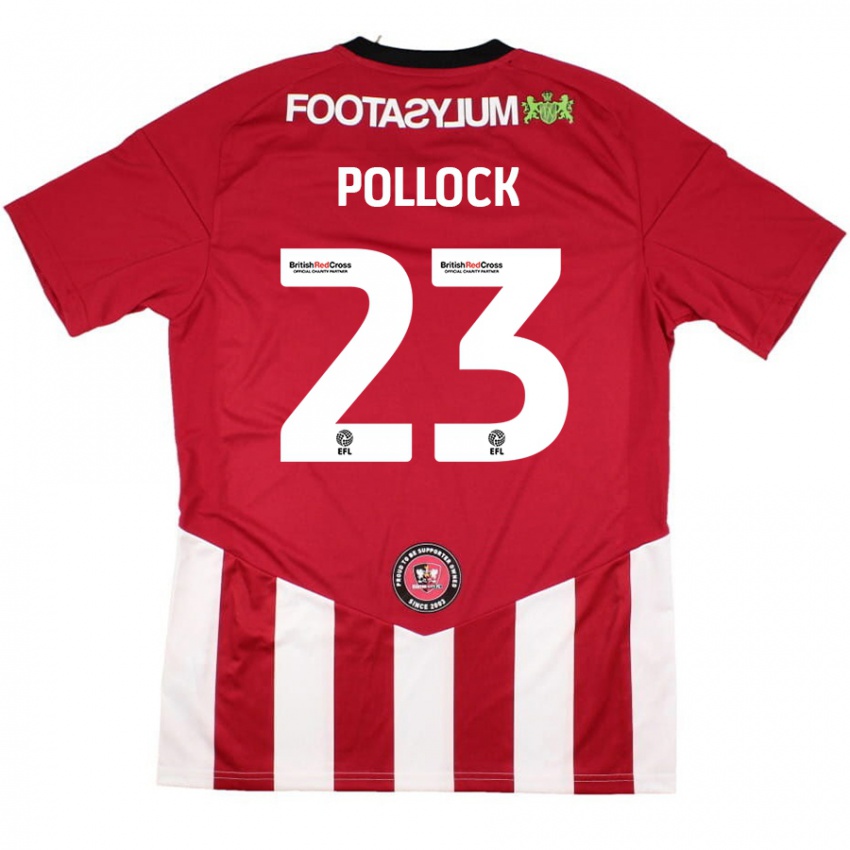 Børn Amber Pollock #23 Rød Hvid Hjemmebane Spillertrøjer 2024/25 Trøje T-Shirt