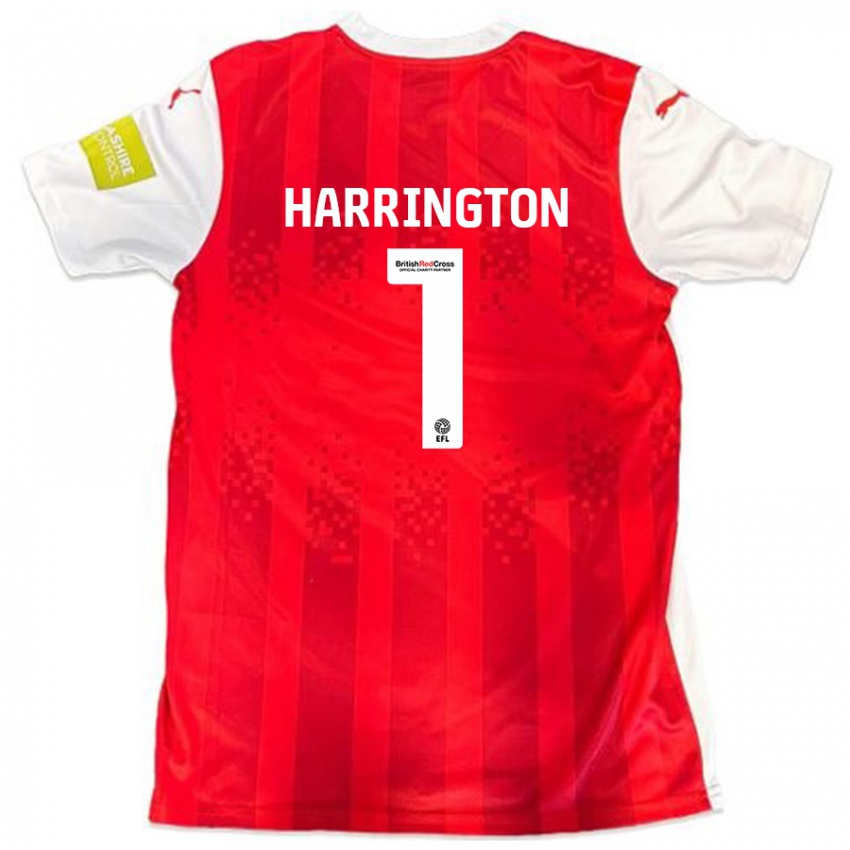 Børn David Harrington #1 Rød Hvid Hjemmebane Spillertrøjer 2024/25 Trøje T-Shirt