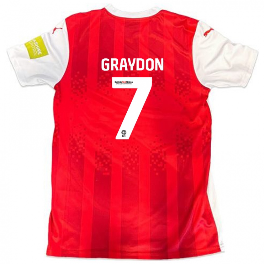 Børn Ryan Graydon #7 Rød Hvid Hjemmebane Spillertrøjer 2024/25 Trøje T-Shirt