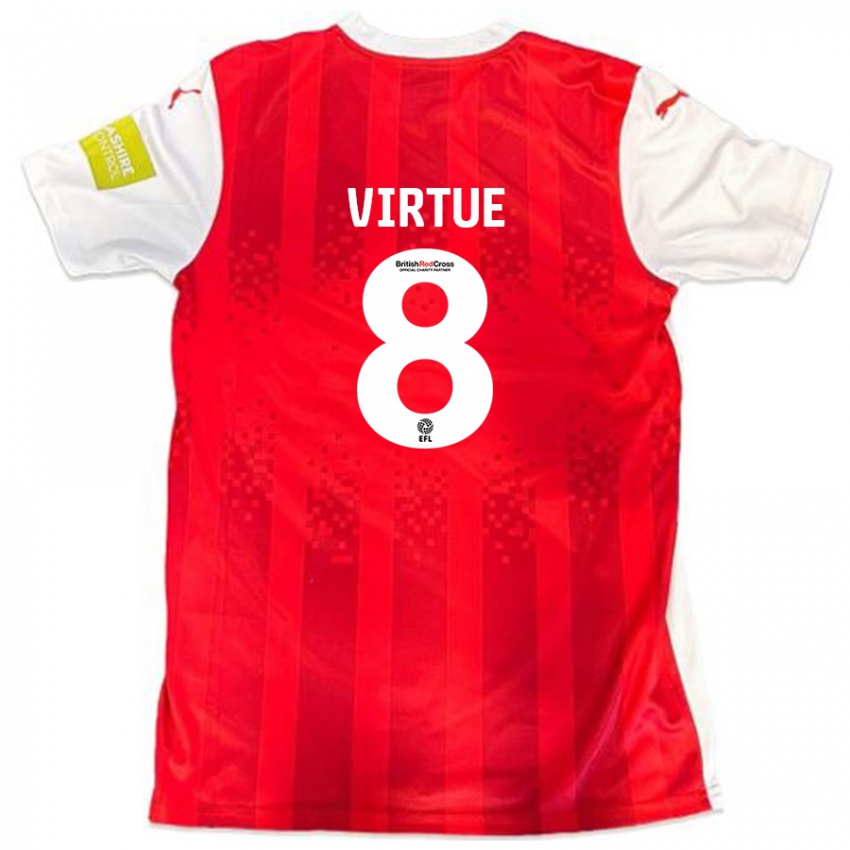 Børn Matty Virtue #8 Rød Hvid Hjemmebane Spillertrøjer 2024/25 Trøje T-Shirt