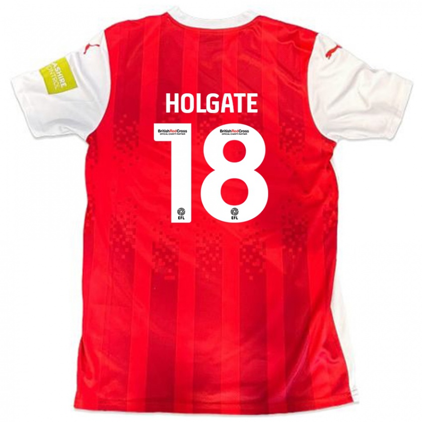 Børn Harrison Holgate #18 Rød Hvid Hjemmebane Spillertrøjer 2024/25 Trøje T-Shirt