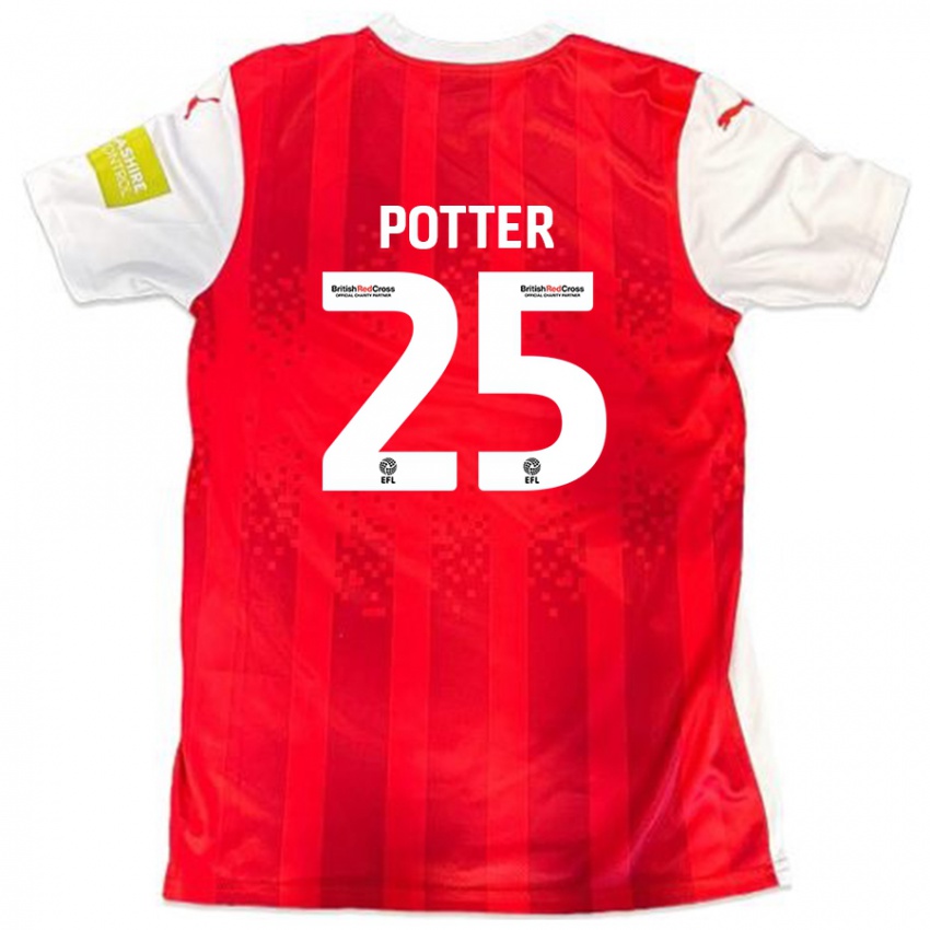 Børn Finley Potter #25 Rød Hvid Hjemmebane Spillertrøjer 2024/25 Trøje T-Shirt