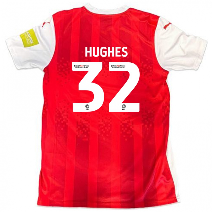 Børn Kayden Hughes #32 Rød Hvid Hjemmebane Spillertrøjer 2024/25 Trøje T-Shirt