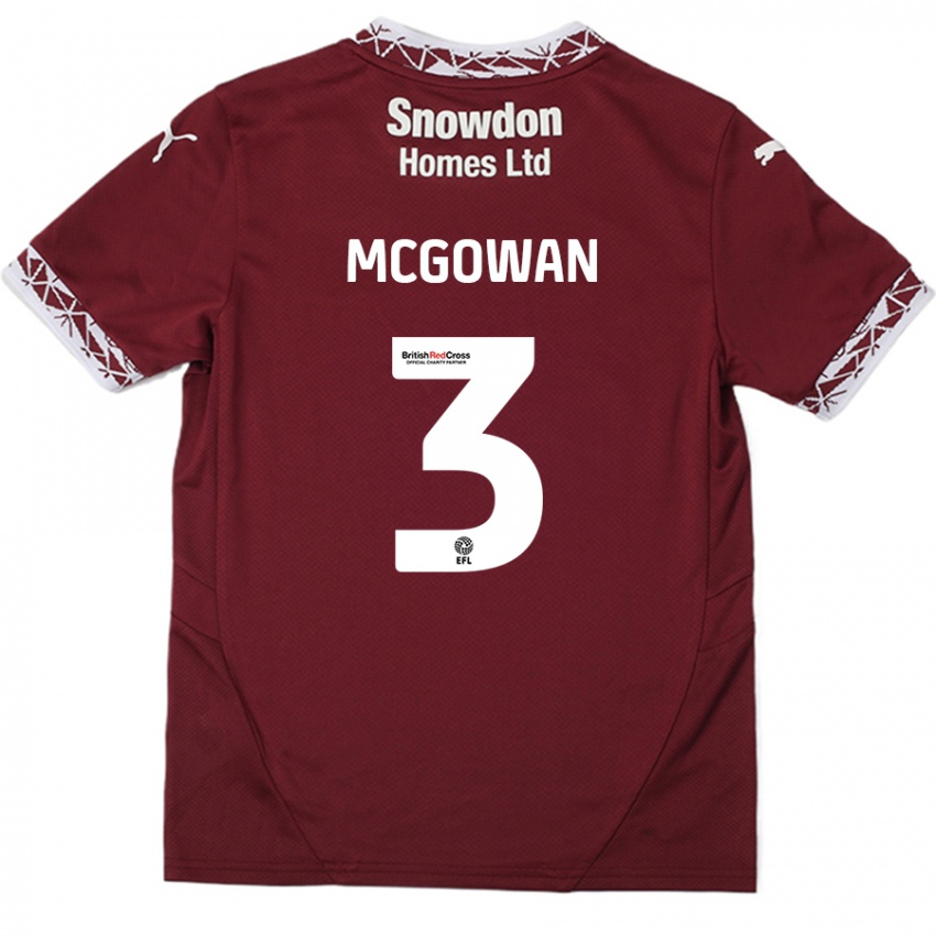 Børn Aaron Mcgowan #3 Bourgogne Hjemmebane Spillertrøjer 2024/25 Trøje T-Shirt