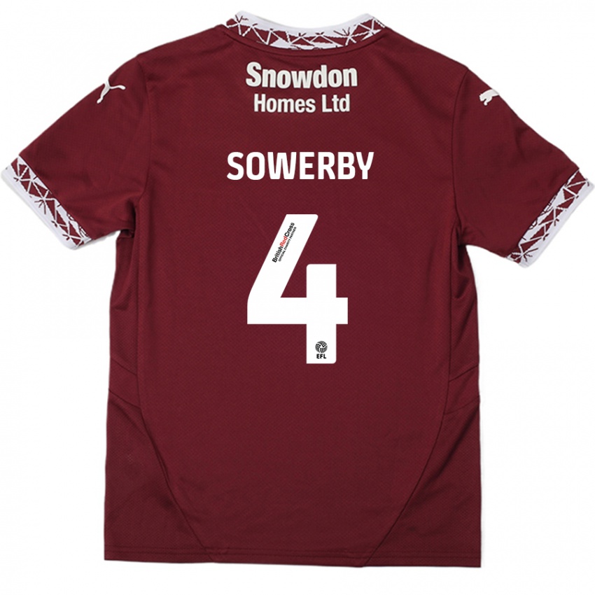 Børn Jack Sowerby #4 Bourgogne Hjemmebane Spillertrøjer 2024/25 Trøje T-Shirt