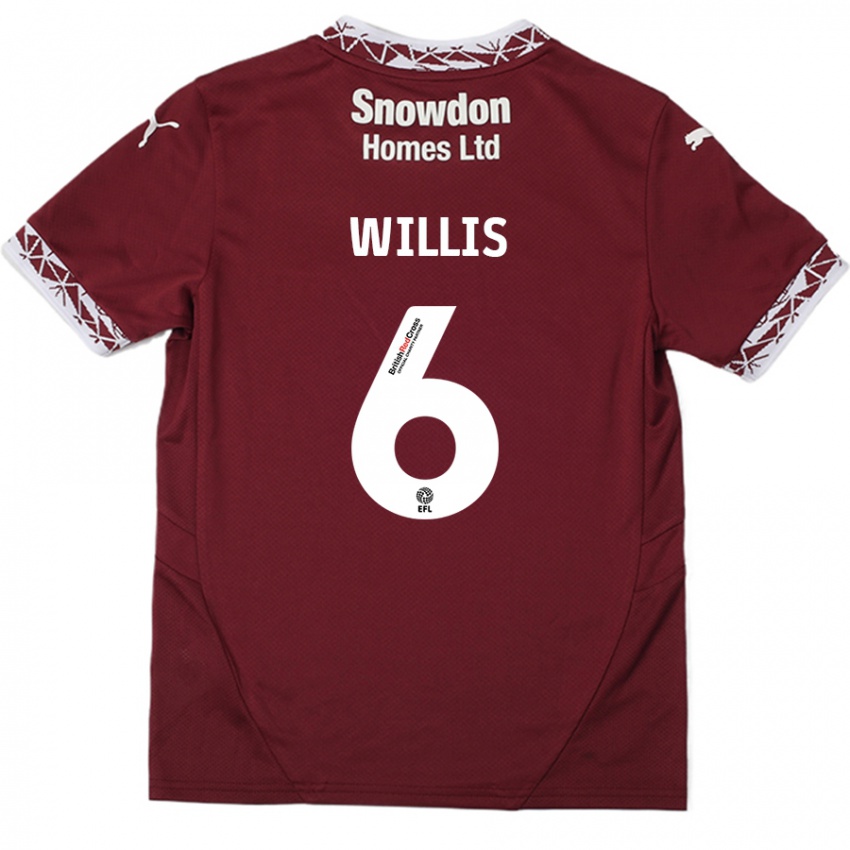 Børn Jordan Willis #6 Bourgogne Hjemmebane Spillertrøjer 2024/25 Trøje T-Shirt