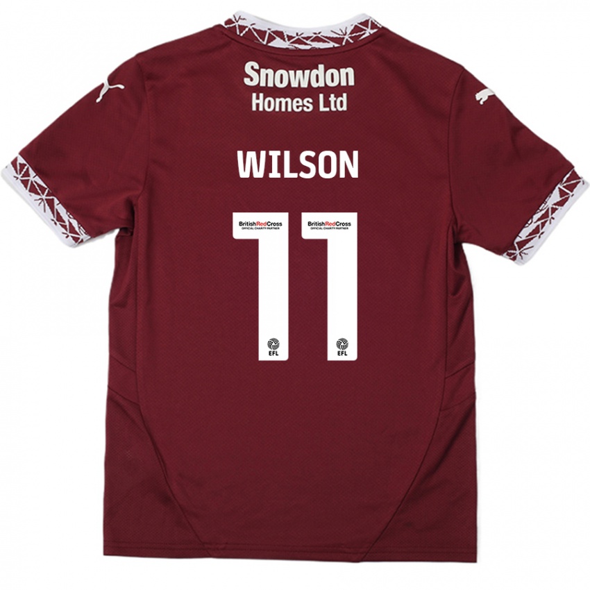 Børn James Wilson #11 Bourgogne Hjemmebane Spillertrøjer 2024/25 Trøje T-Shirt