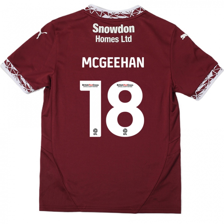 Børn Cameron Mcgeehan #18 Bourgogne Hjemmebane Spillertrøjer 2024/25 Trøje T-Shirt