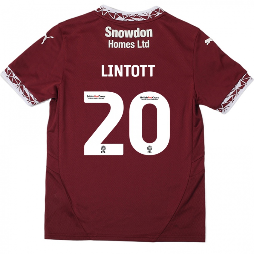 Børn Harvey Lintott #20 Bourgogne Hjemmebane Spillertrøjer 2024/25 Trøje T-Shirt