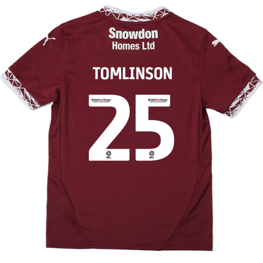 Børn Josh Tomlinson #25 Bourgogne Hjemmebane Spillertrøjer 2024/25 Trøje T-Shirt