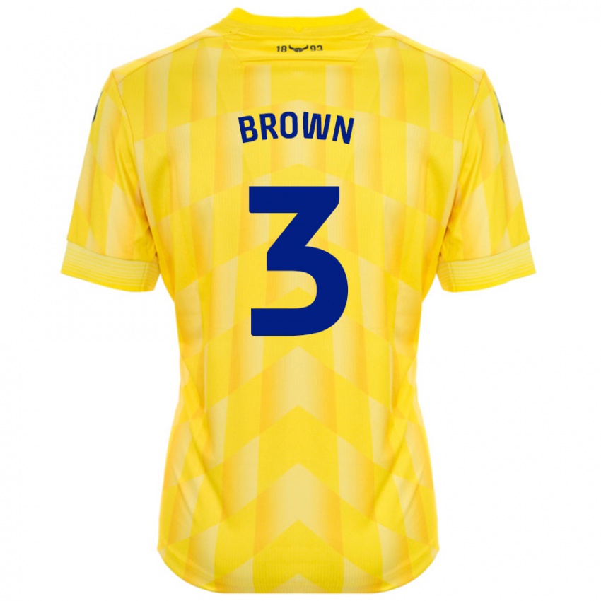 Børn Ciaron Brown #3 Gul Hjemmebane Spillertrøjer 2024/25 Trøje T-Shirt