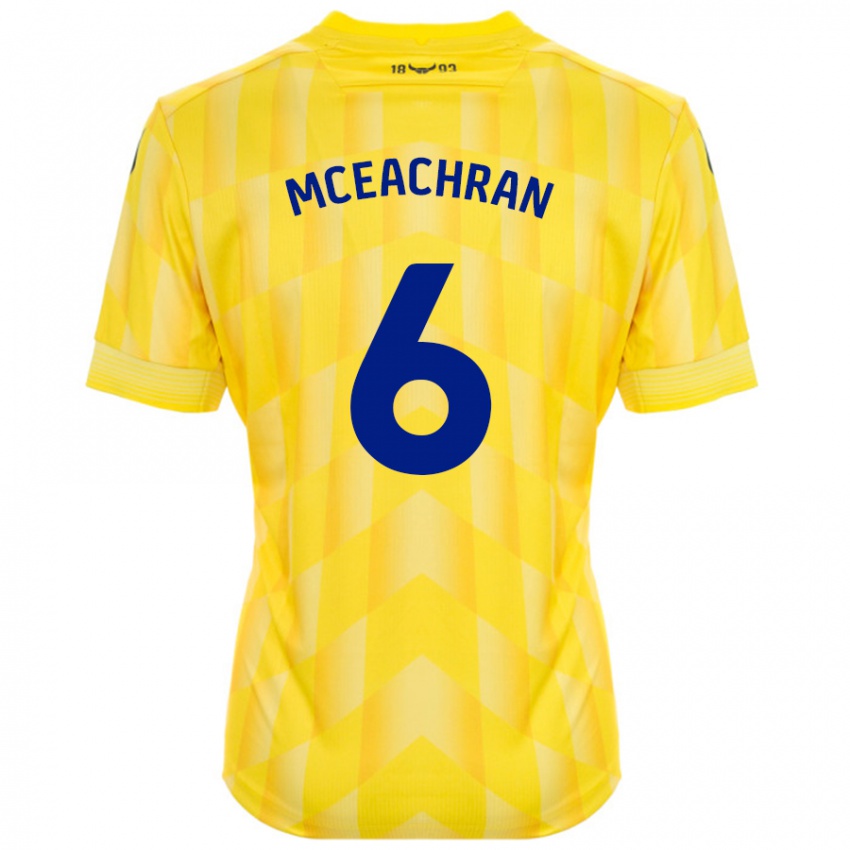 Børn Josh Mceachran #6 Gul Hjemmebane Spillertrøjer 2024/25 Trøje T-Shirt