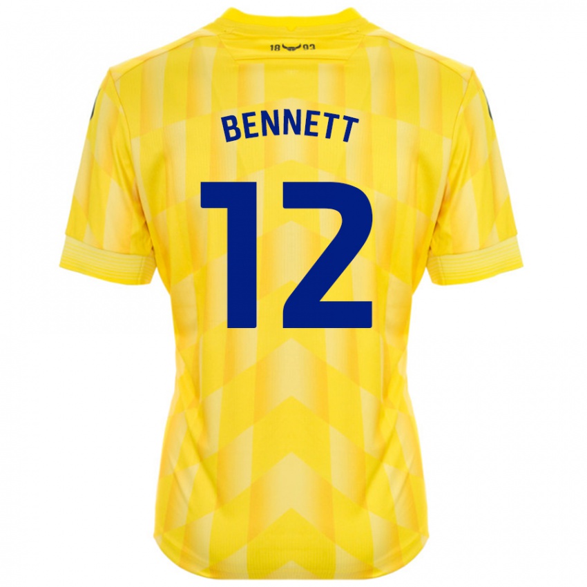 Børn Joe Bennett #12 Gul Hjemmebane Spillertrøjer 2024/25 Trøje T-Shirt