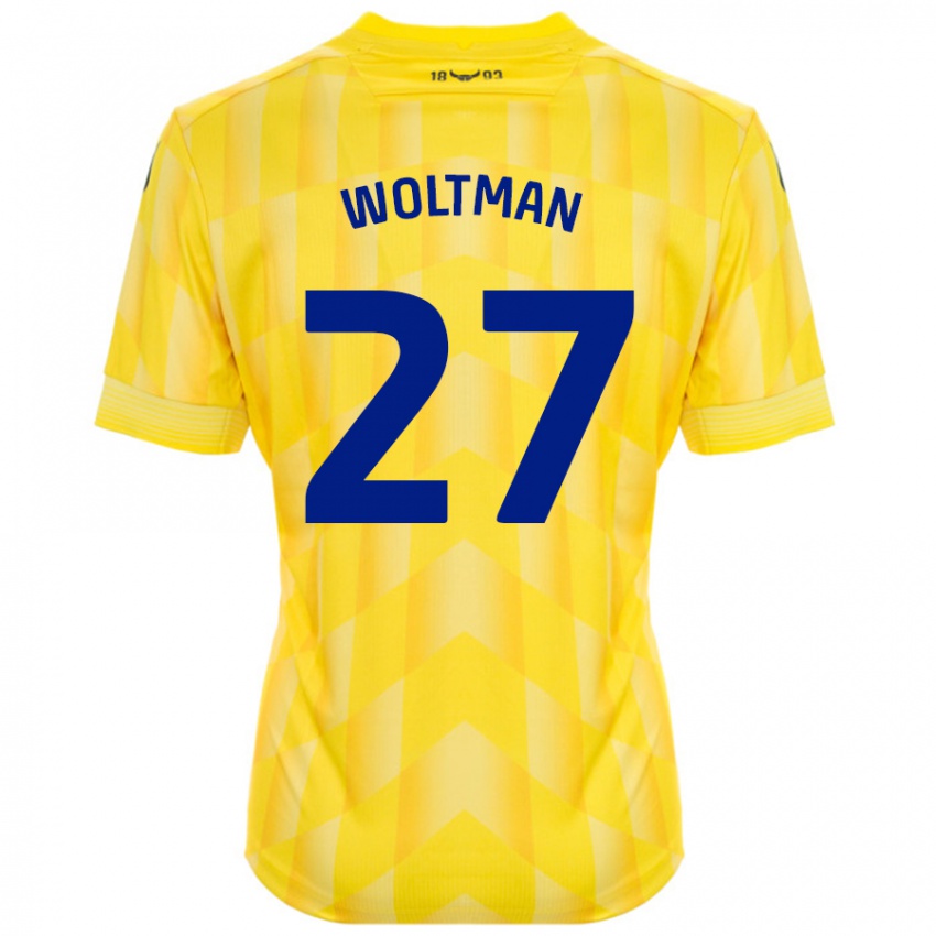 Børn Max Woltman #27 Gul Hjemmebane Spillertrøjer 2024/25 Trøje T-Shirt