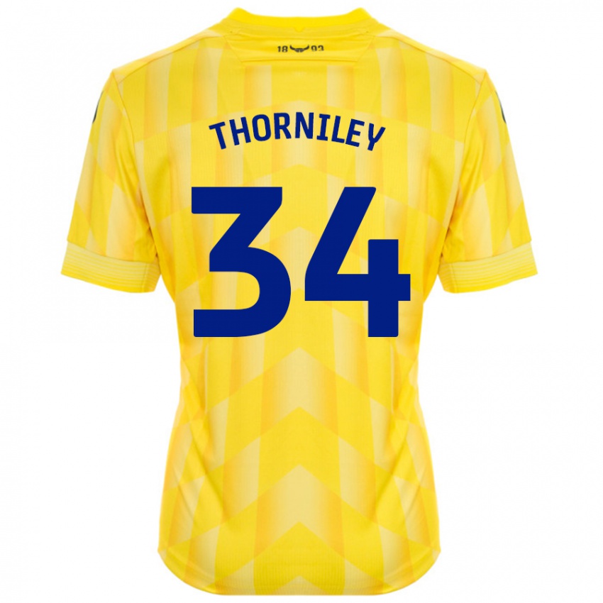 Børn Jordan Thorniley #34 Gul Hjemmebane Spillertrøjer 2024/25 Trøje T-Shirt