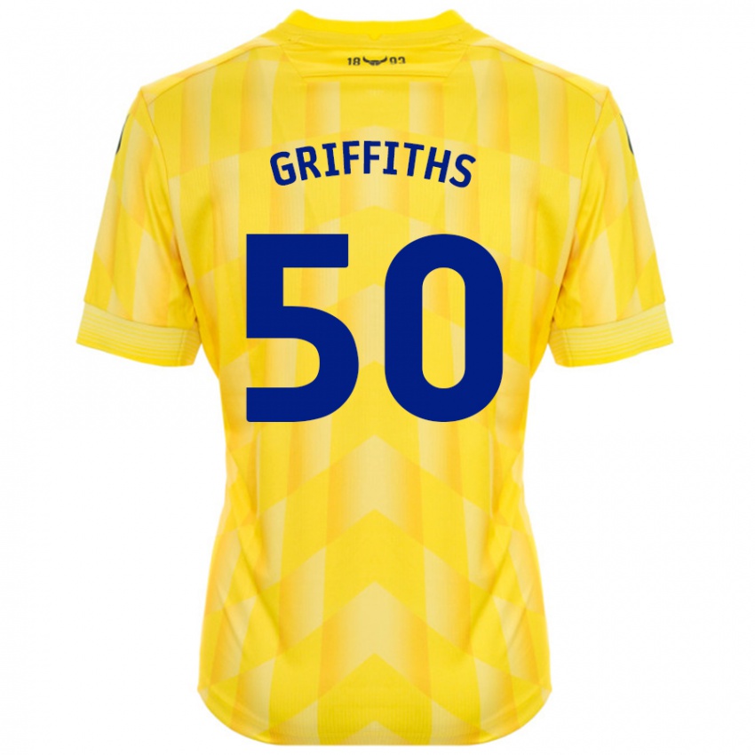 Børn Louis Griffiths #50 Gul Hjemmebane Spillertrøjer 2024/25 Trøje T-Shirt