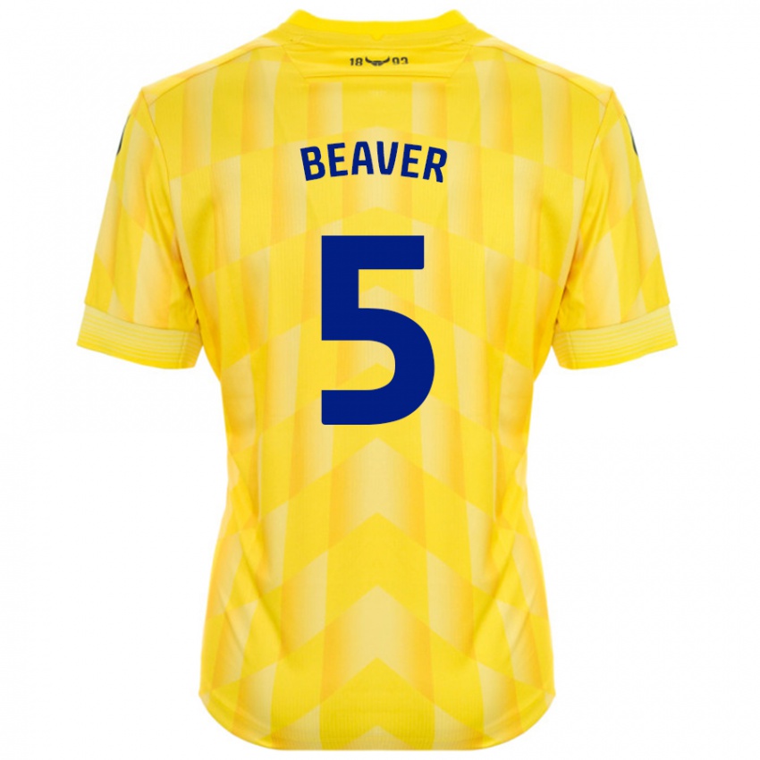 Børn Catherine Beaver #5 Gul Hjemmebane Spillertrøjer 2024/25 Trøje T-Shirt