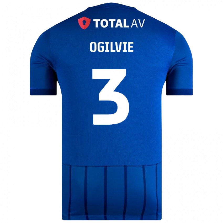 Børn Connor Ogilvie #3 Blå Hjemmebane Spillertrøjer 2024/25 Trøje T-Shirt