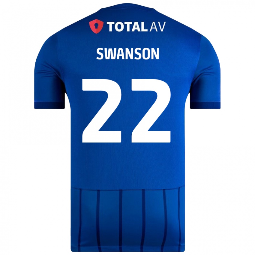 Børn Zak Swanson #22 Blå Hjemmebane Spillertrøjer 2024/25 Trøje T-Shirt