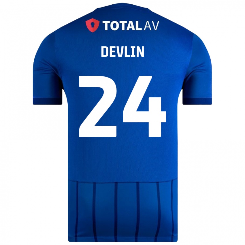 Børn Terry Devlin #24 Blå Hjemmebane Spillertrøjer 2024/25 Trøje T-Shirt