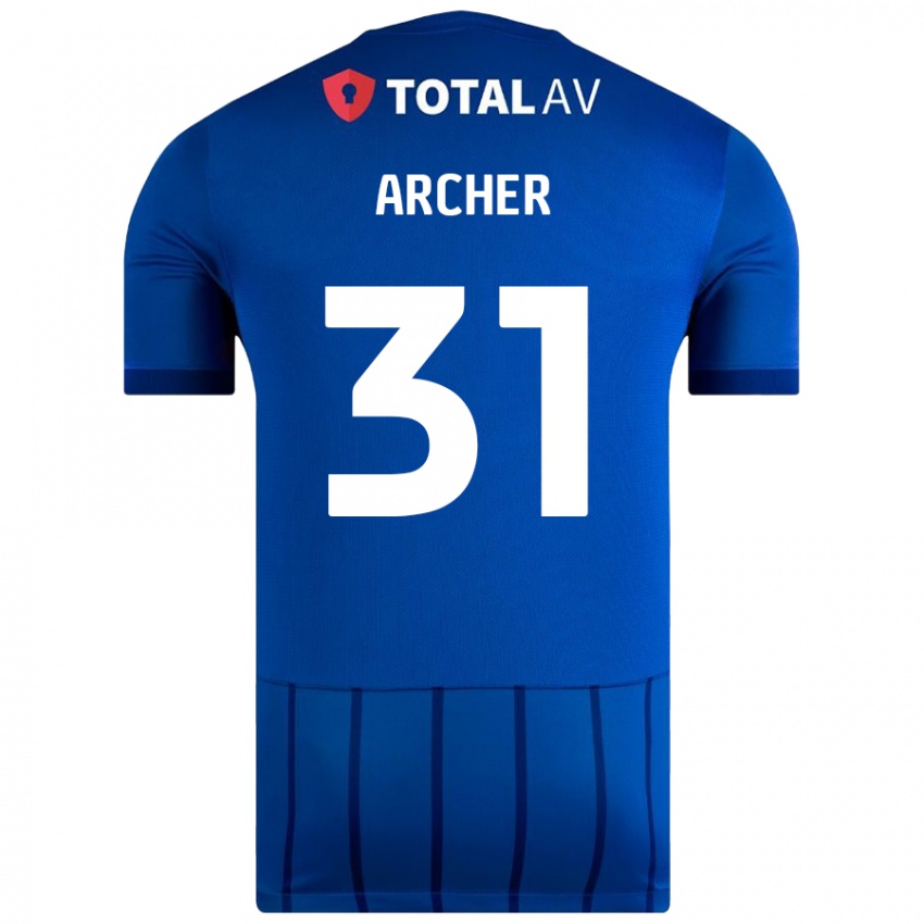 Børn Jordan Archer #31 Blå Hjemmebane Spillertrøjer 2024/25 Trøje T-Shirt