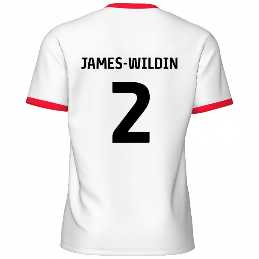 Børn Luther James-Wildin #2 Hvid Rød Hjemmebane Spillertrøjer 2024/25 Trøje T-Shirt