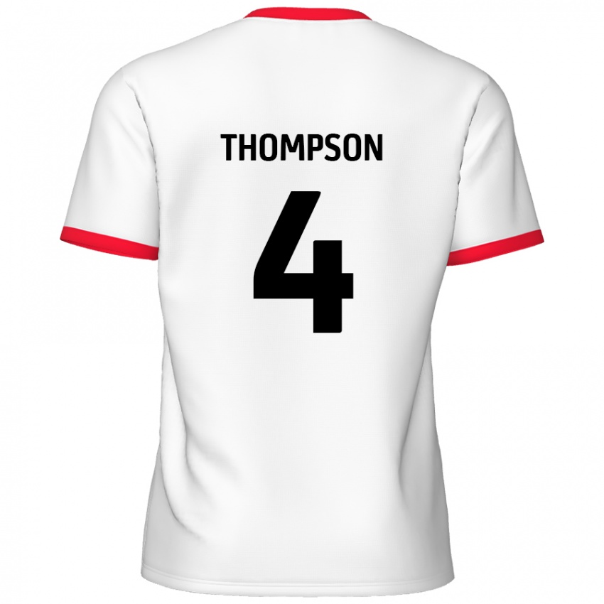 Børn Nathan Thompson #4 Hvid Rød Hjemmebane Spillertrøjer 2024/25 Trøje T-Shirt