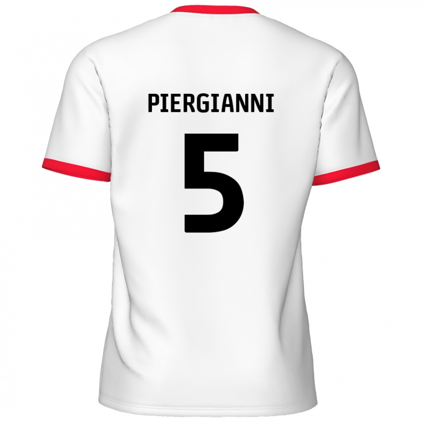 Børn Carl Piergianni #5 Hvid Rød Hjemmebane Spillertrøjer 2024/25 Trøje T-Shirt