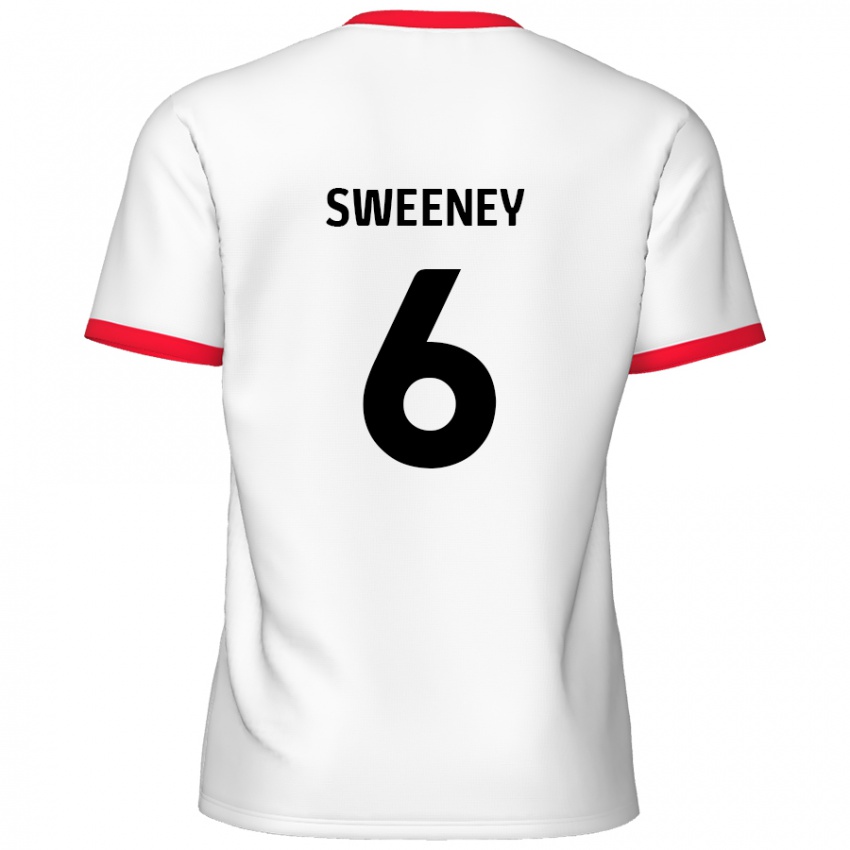 Børn Dan Sweeney #6 Hvid Rød Hjemmebane Spillertrøjer 2024/25 Trøje T-Shirt