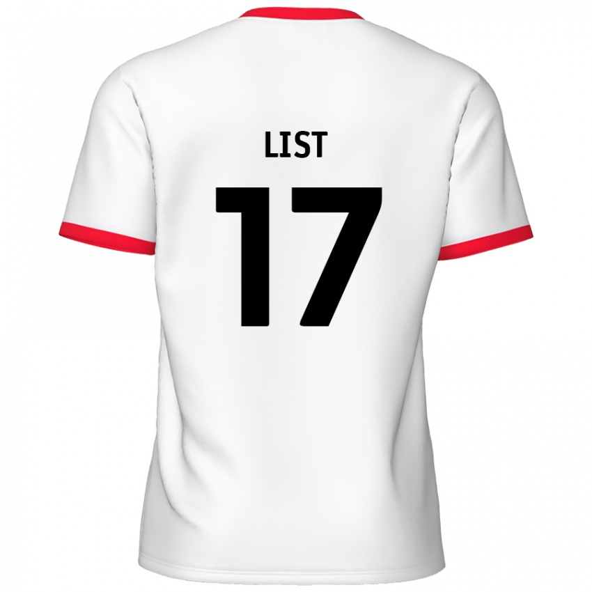 Børn Elliott List #17 Hvid Rød Hjemmebane Spillertrøjer 2024/25 Trøje T-Shirt