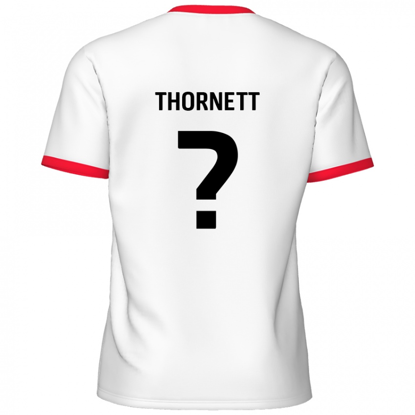 Børn Alfie Thornett #0 Hvid Rød Hjemmebane Spillertrøjer 2024/25 Trøje T-Shirt