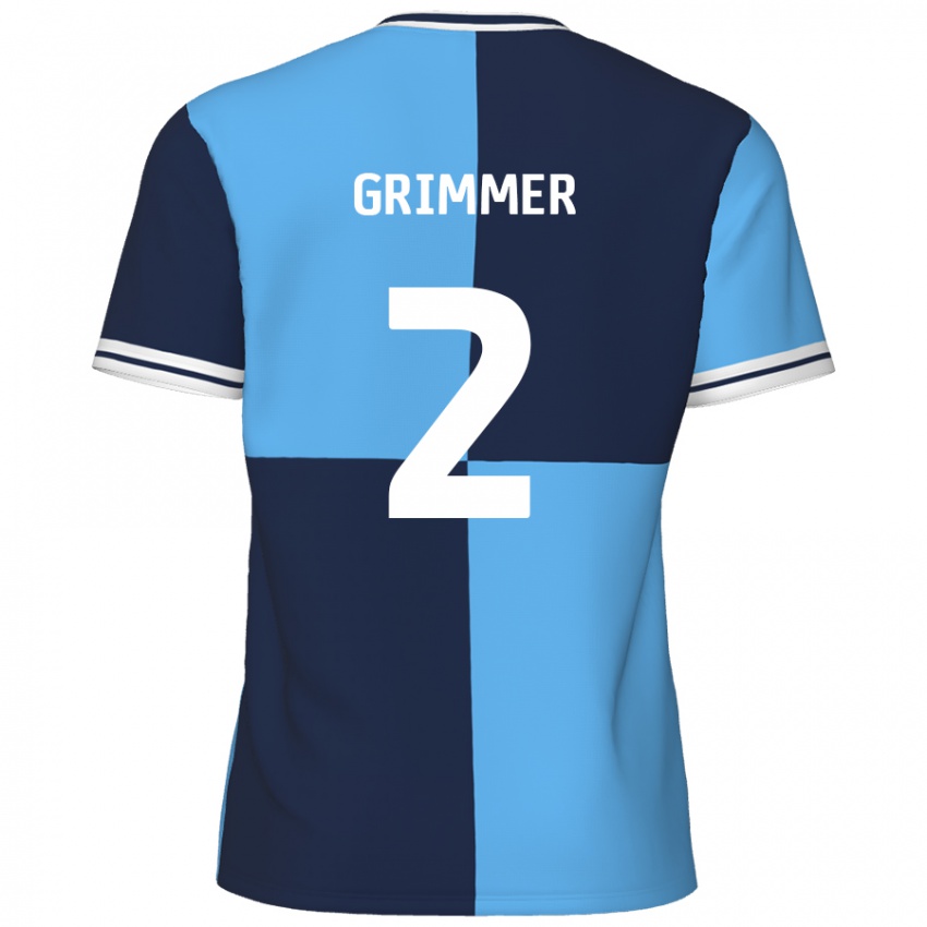 Børn Jack Grimmer #2 Himmelblå Mørkeblå Hjemmebane Spillertrøjer 2024/25 Trøje T-Shirt