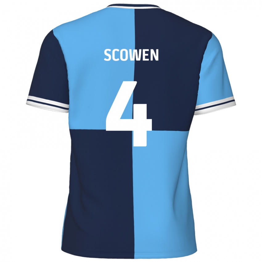 Børn Josh Scowen #4 Himmelblå Mørkeblå Hjemmebane Spillertrøjer 2024/25 Trøje T-Shirt