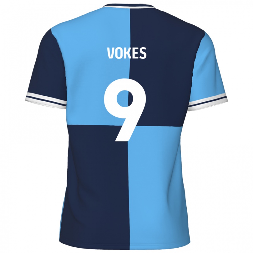 Børn Sam Vokes #9 Himmelblå Mørkeblå Hjemmebane Spillertrøjer 2024/25 Trøje T-Shirt