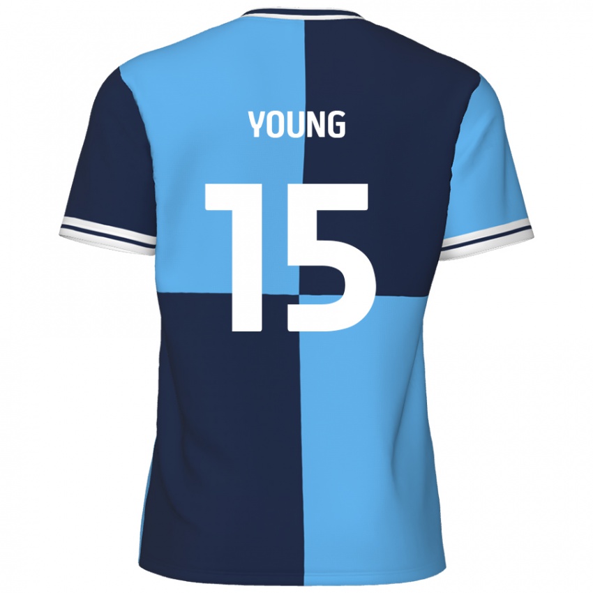 Børn Jack Young #15 Himmelblå Mørkeblå Hjemmebane Spillertrøjer 2024/25 Trøje T-Shirt