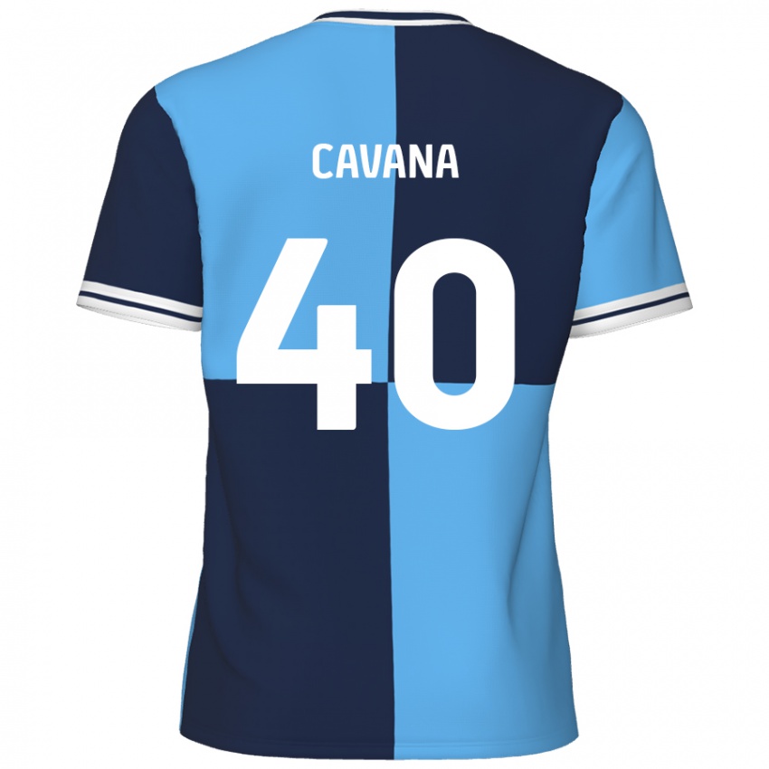 Børn Max Cavana #40 Himmelblå Mørkeblå Hjemmebane Spillertrøjer 2024/25 Trøje T-Shirt