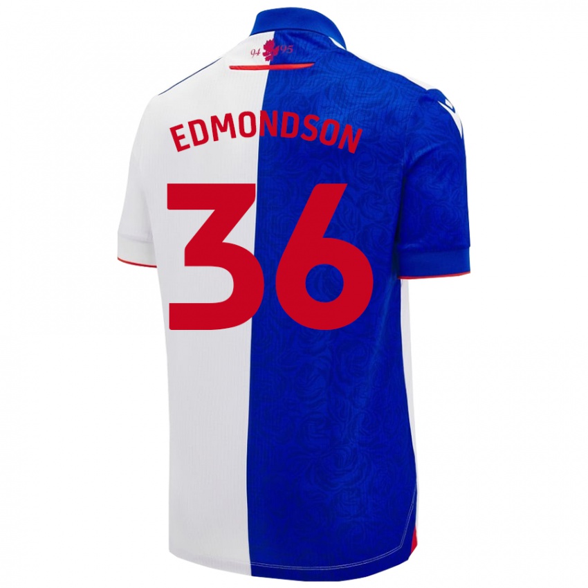 Børn James Edmondson #36 Himmelblå Hvid Hjemmebane Spillertrøjer 2024/25 Trøje T-Shirt