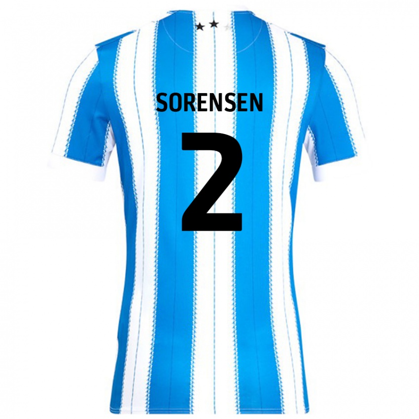 Børn Lasse Sörensen #2 Blå Hvid Hjemmebane Spillertrøjer 2024/25 Trøje T-Shirt