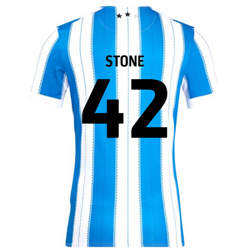 Børn Michael Stone #42 Blå Hvid Hjemmebane Spillertrøjer 2024/25 Trøje T-Shirt