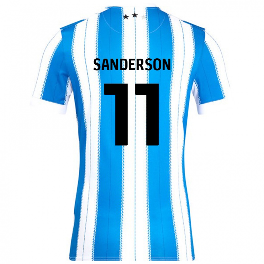 Børn Brittany Sanderson #11 Blå Hvid Hjemmebane Spillertrøjer 2024/25 Trøje T-Shirt